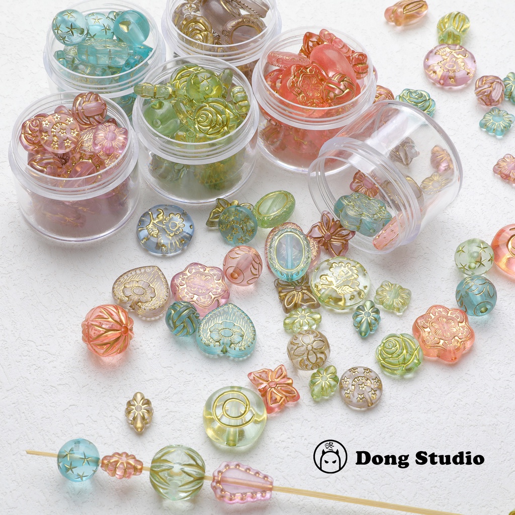 Set 70-90 Hạt Xỏ acrylic Trong Suốt Màu Vàng Ngẫu Nhiên Dùng Làm Trang Sức diy