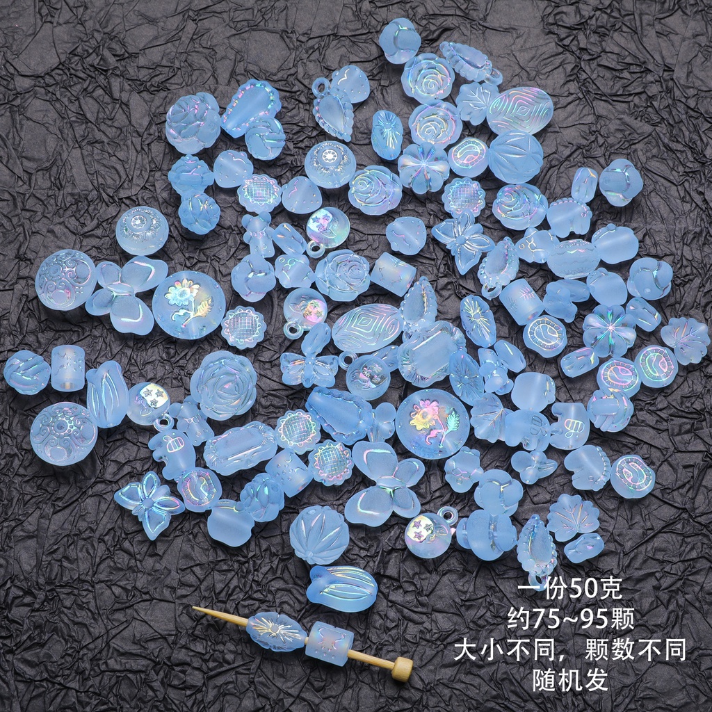 Set 70-90 Hạt Xỏ acrylic Trong Suốt Màu Vàng Ngẫu Nhiên Dùng Làm Trang Sức diy