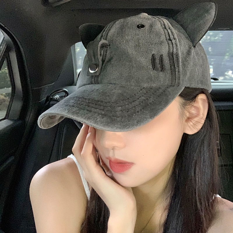 Mũ Lưỡi Trai Hình Tai Mèo Đeo Kính Mát Phong Cách hip hop Cho Cặp Đôi