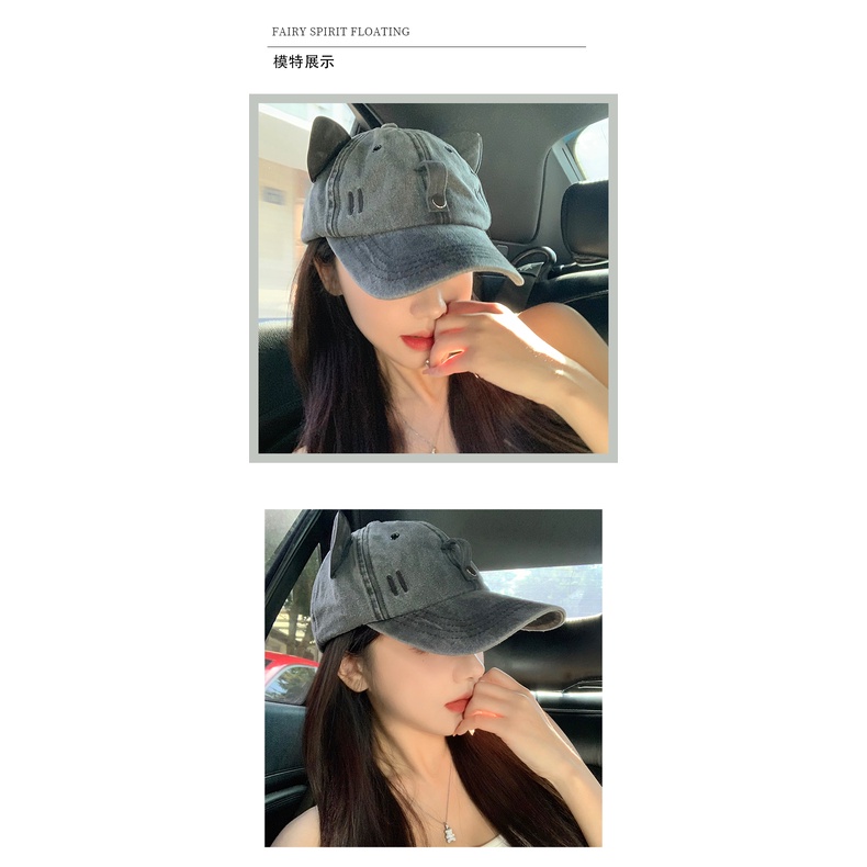 Mũ Lưỡi Trai Hình Tai Mèo Đeo Kính Mát Phong Cách hip hop Cho Cặp Đôi