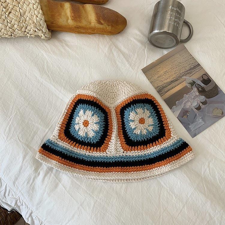 Mũ bucket Dệt Kim Màu Tương Phản Phong Cách Âu Mỹ Thời Trang Xuân Thu Cho Nữ