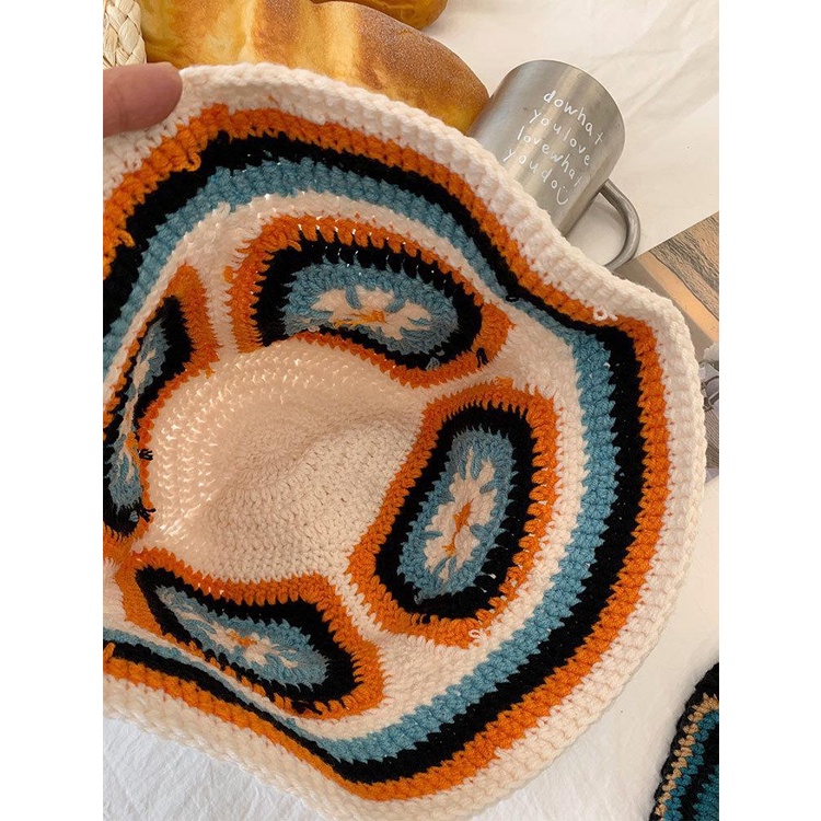 Mũ bucket Dệt Kim Màu Tương Phản Phong Cách Âu Mỹ Thời Trang Xuân Thu Cho Nữ