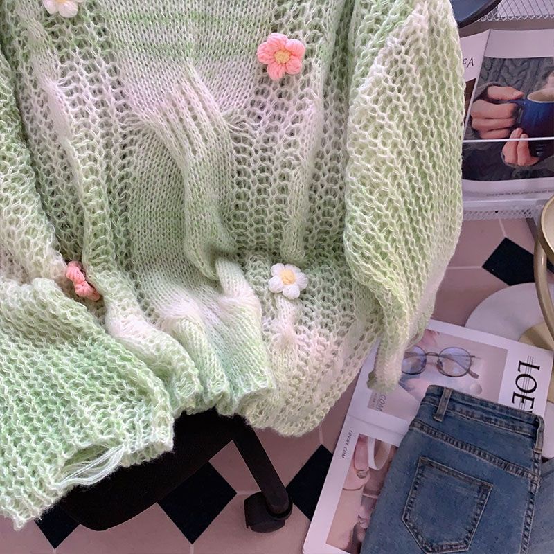 Áo sweater Dáng Rộng Họa Tiết Hoa Thời Trang Mùa Thu Phong Cách Mới Cho Nữ