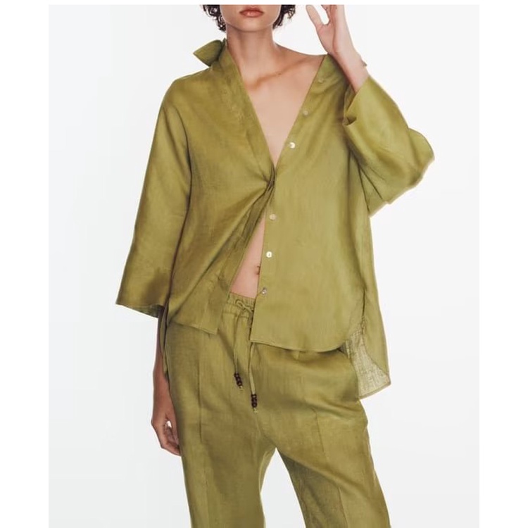 Zara Bộ Đồ Ngủ Áo Tay Rộng + Quần Dài Lưng Cao Thời Trang Mùa Thu Năng Động 8402352 7847352