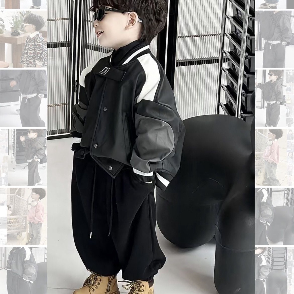 Áo Khoác Bóng Chày Bằng Da Thời Trang Mùa Thu 2023 Cho Bé