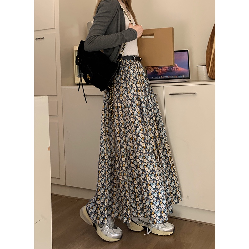 SUXI Chân Váy Chữ a Lưng Cao Co Giãn Thời Trang Mùa Thu Phong Cách Pháp Ngọt Ngào Cho Nữ