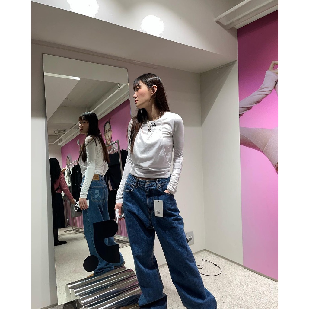 Áo Thun Tay Dài Giả Hai Lớp Mỏng Buộc Dây Dáng Ôm Phong Cách Hàn Quốc