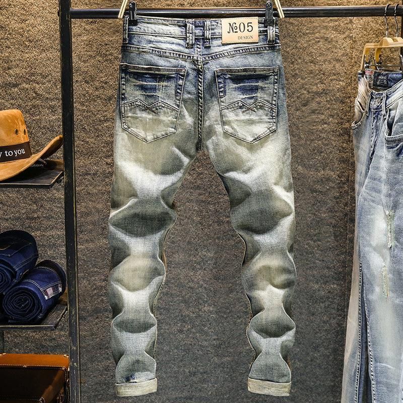 Quần Jean Nam Có Nhãn Quần Jean Đau Khổ Thô
