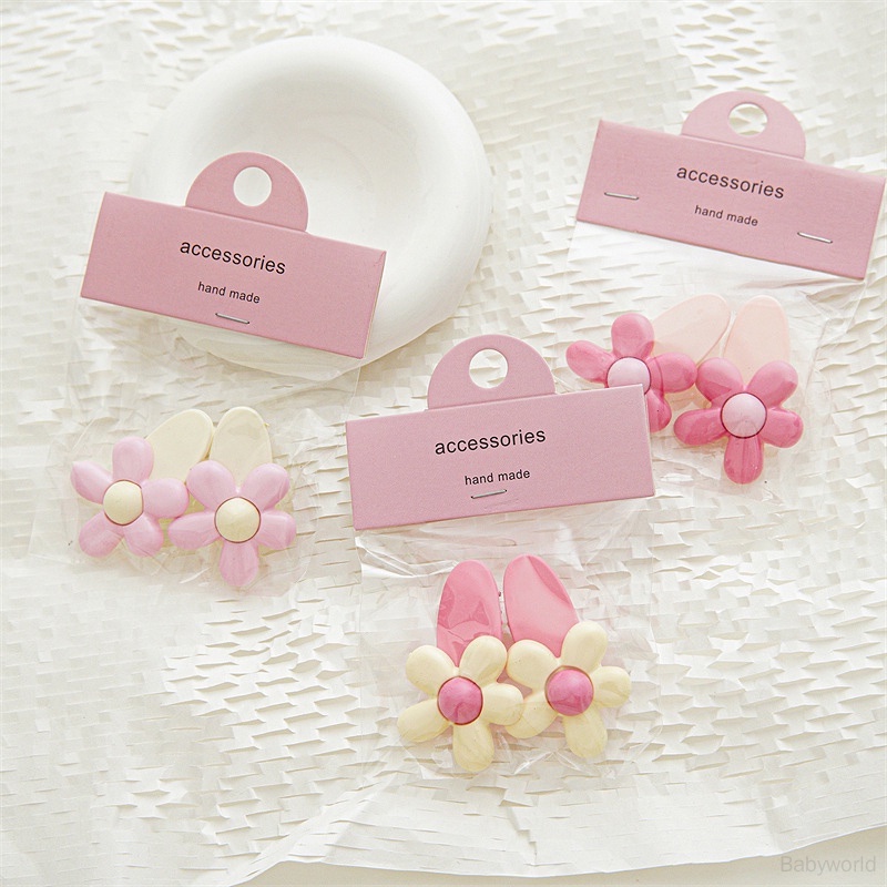 Kẹp Tóc mini Hình Hoa Màu Hồng Dễ Thương Phong Cách Hàn Quốc Cho Bé Gái
