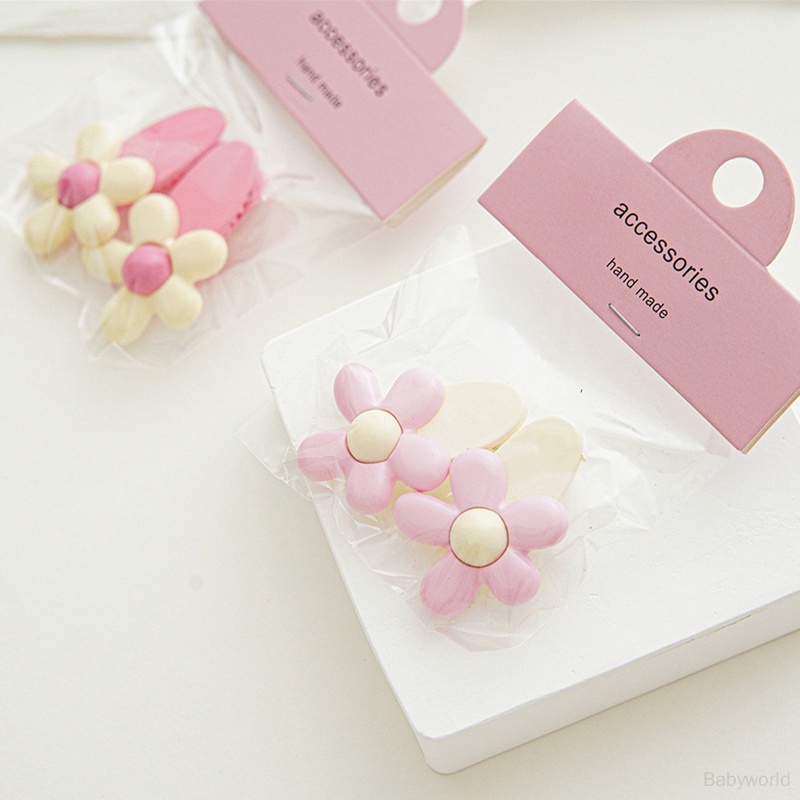Kẹp Tóc mini Hình Hoa Màu Hồng Dễ Thương Phong Cách Hàn Quốc Cho Bé Gái