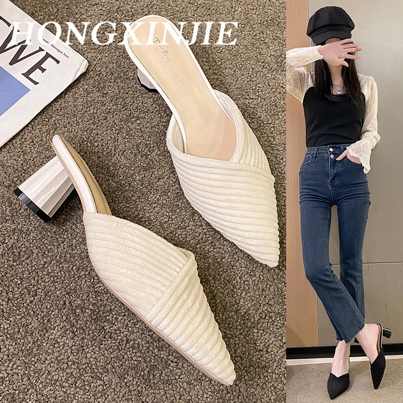 Dép cao gót HONGXINGJIE B94G0H6 37Z230910 mũi nhọn phong cách Hàn Quốc thời trang 2023 chất lượng cao cho nữ