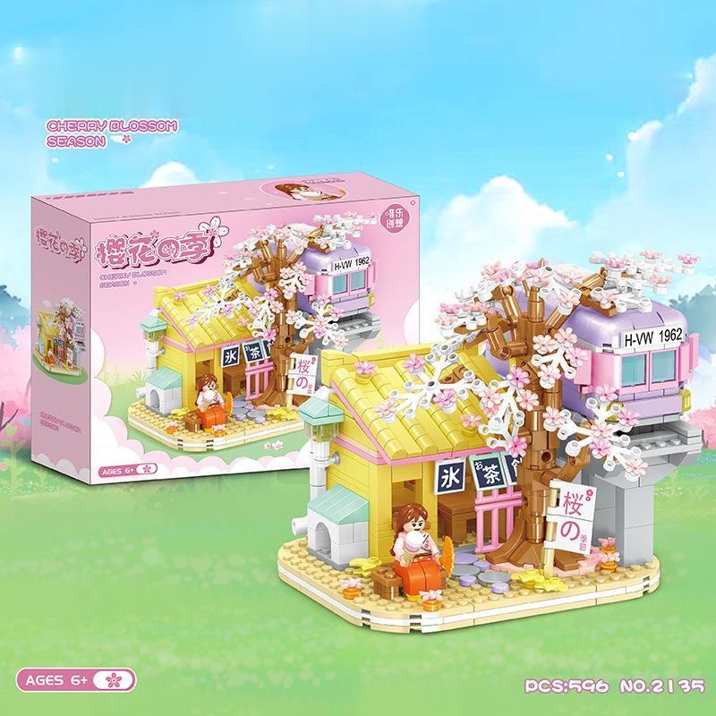 Mô Hình Thành Phố Nhà nghỉ rượu Ngôi nhà hoa anh đào Bộ Đồ Chơi nhà Lắp Ráp-Món quà lý tưởng cho người thân và bạn bè