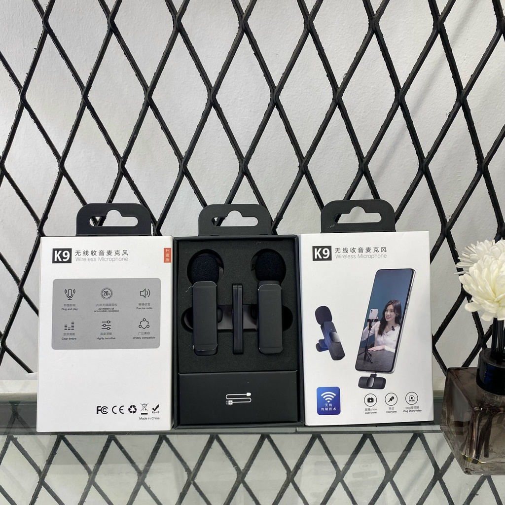 Bộ Micro Thu Âm Không Dây K9 (1 Mic, 2 Mic) Khử Tiếng Ồn Để Livestream Ghi Âm Quay Video (J.A OFFICIAL STORE) | BigBuy360 - bigbuy360.vn