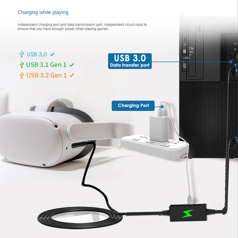 Dây Cáp Sạc 5gbps usb3.2 gen2 usb Sang type-cvr Tốc Độ Cao Cho meta quest pro