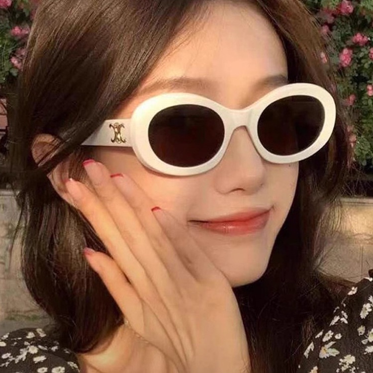 Kính Râm Nhựa Hình oval Chống Tia uv400 Phong Cách Hàn Quốc Thời Trang Cho Nữ