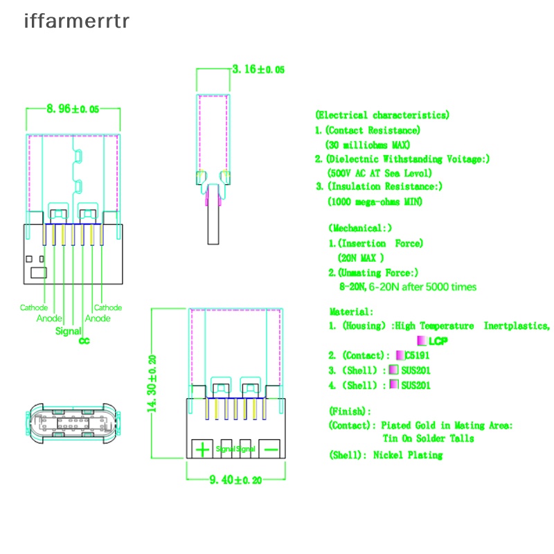 Set 5 / 10 Đầu Nối usb 3.1 Type C male / female Cho Dây Cáp Dữ Liệu