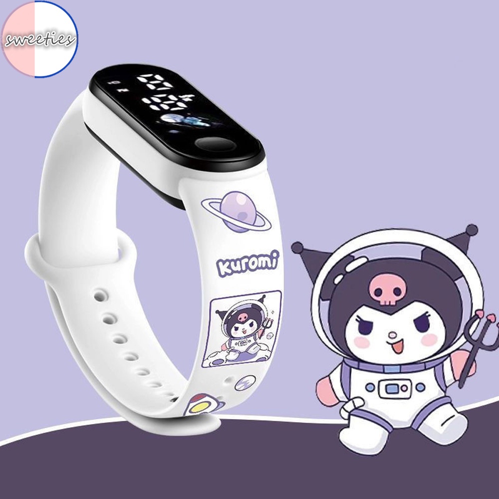 Sanrio Đồng Hồ Đeo Tay Kỹ Thuật Số Bằng Silicon Chống Thấm Nước Họa Tiết Hoạt Hình Cún kuromi pochacco Dạ Quang Dễ Thương Cho Bé