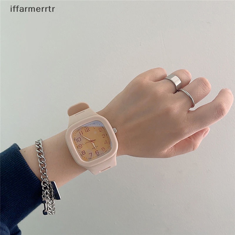 Đồng Hồ Đeo Tay Kỹ Thuật Số Hình Vuông Dây Cao Su Chống Nước Thời Trang Cho Nữ hye