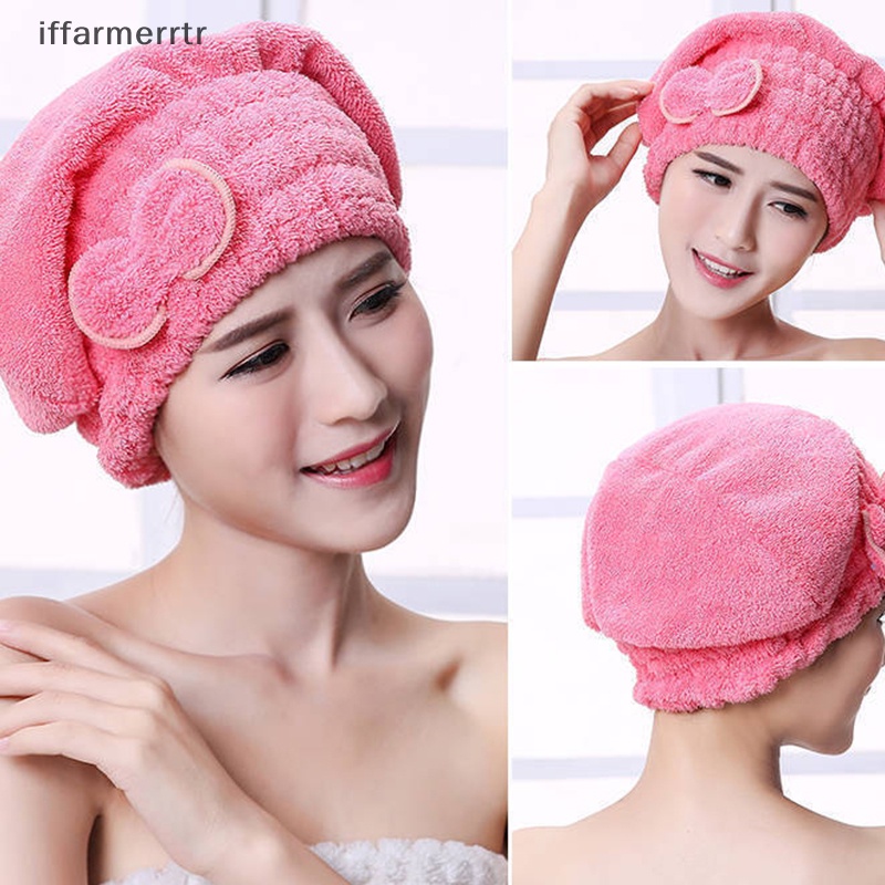 Mũ Trùm Tóc Khi Tắm Nhanh Khô Đính Nơ Xinh Xắn Cho Nữ