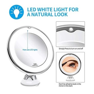 10X Magnifying Makeup Mirror with LED Light Suction Cup 360° Rotating