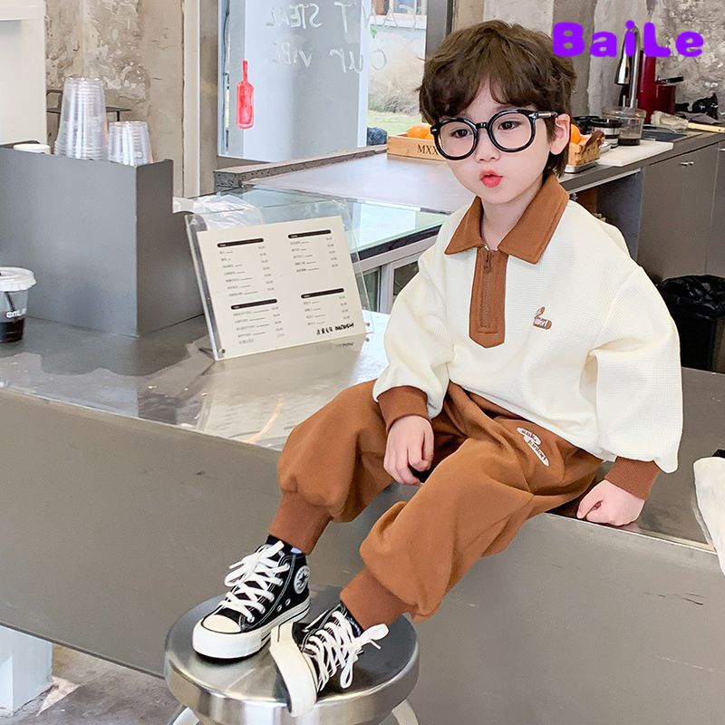 Bộ Đồ Hai Mảnh Áo Thun polo Cổ Bẻ Thoải Mái Thời Trang Xuân Thu Cho Bé Trai