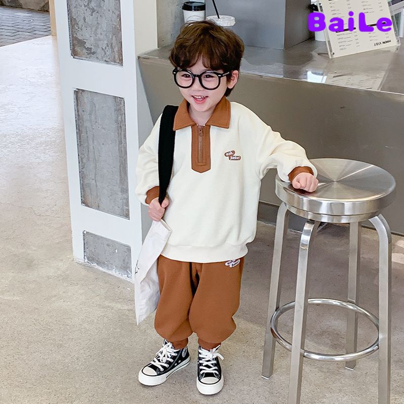 Bộ Đồ Hai Mảnh Áo Thun polo Cổ Bẻ Thoải Mái Thời Trang Xuân Thu Cho Bé Trai