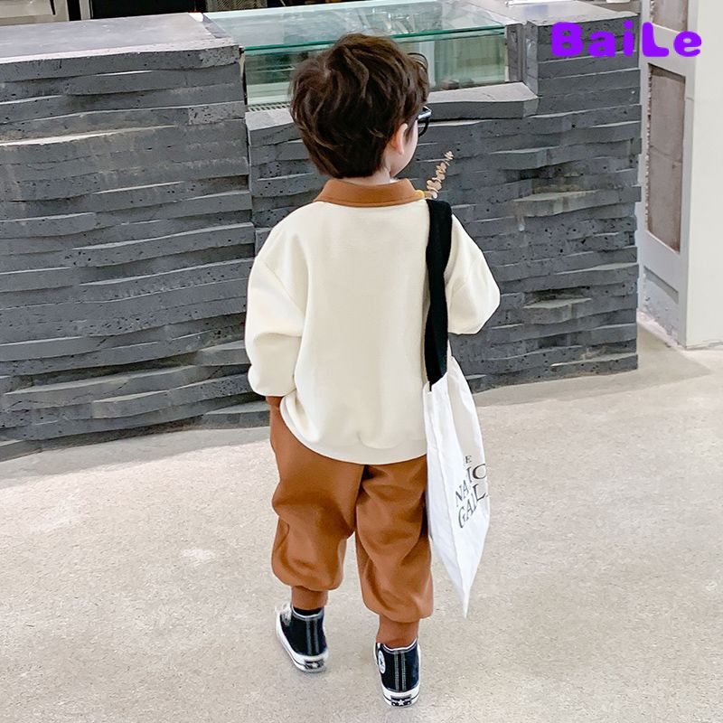 Bộ Đồ Hai Mảnh Áo Thun polo Cổ Bẻ Thoải Mái Thời Trang Xuân Thu Cho Bé Trai