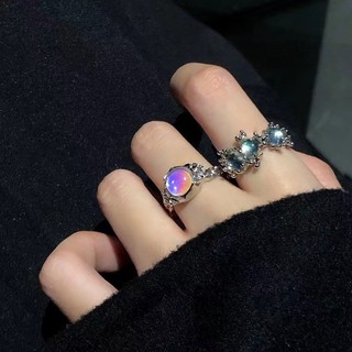 Dễ Thương Nhẫn Đính Đá opal Hình Mặt Trăng Thời Trang Cho Nữ