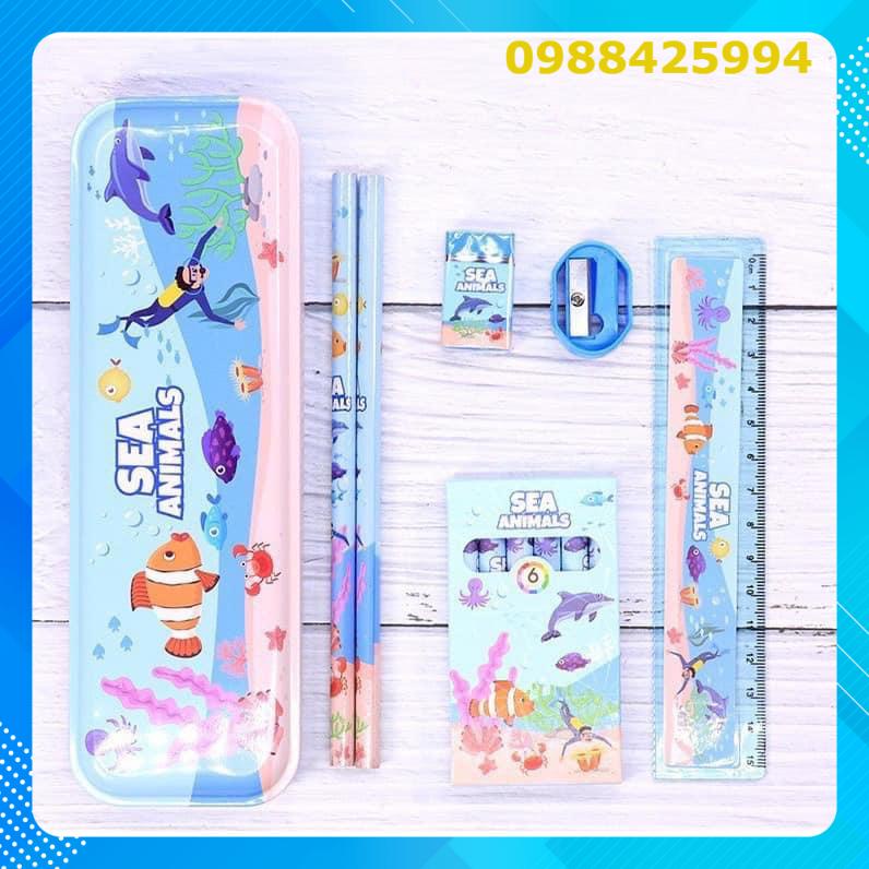 SET HỘP QUÀ BỘ DỤNG CỤ HỌC TẬP 7 MÓN Cao Cấp, Bộ quà tặng dành cho các bé rất dễ thương