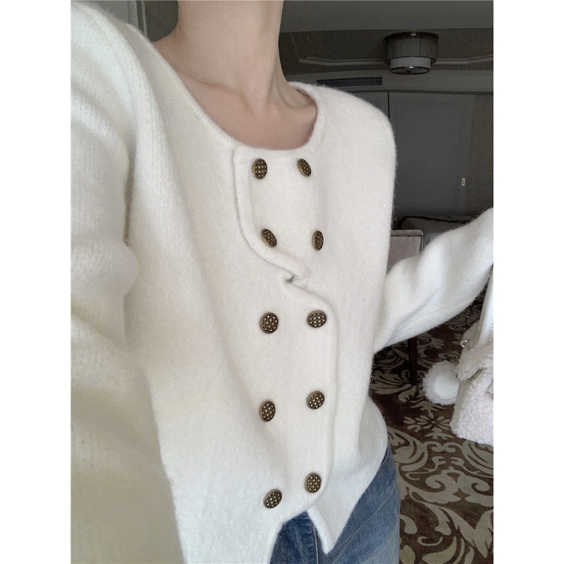 Áo Khoác cardigan Dệt Kim Tay Dài Dáng Ngắn Thời Trang Cho Nữ