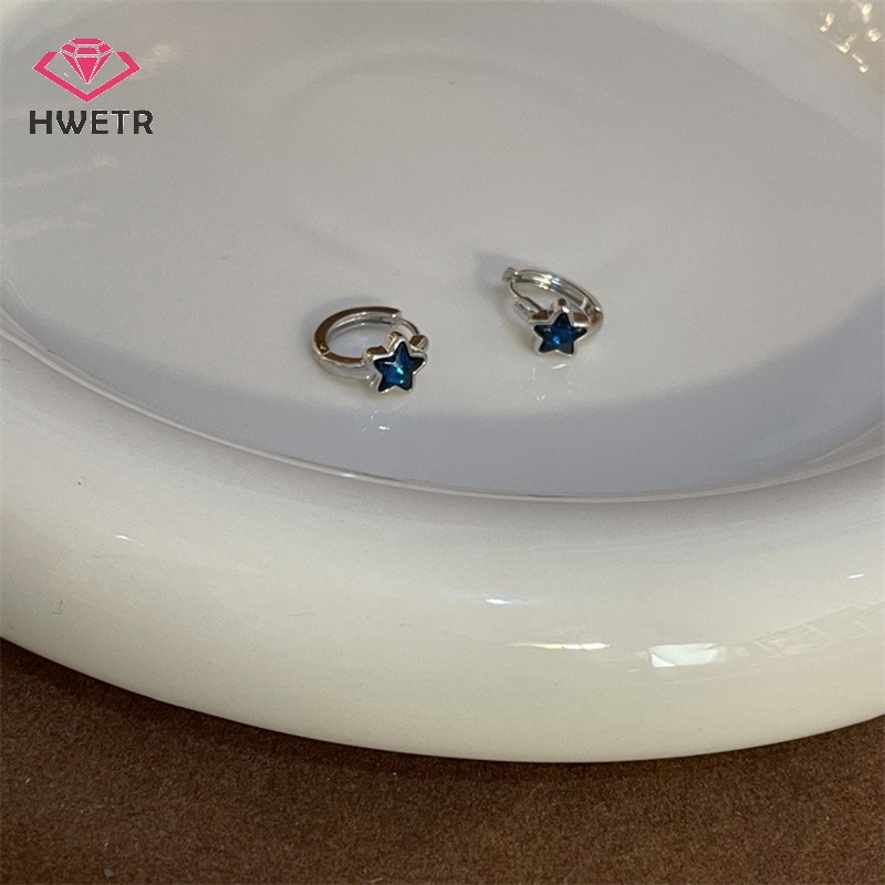 Khuyên Tai Tròn Hình Ngôi Sao Màu Xanh Dương y2k Thời Trang Mới