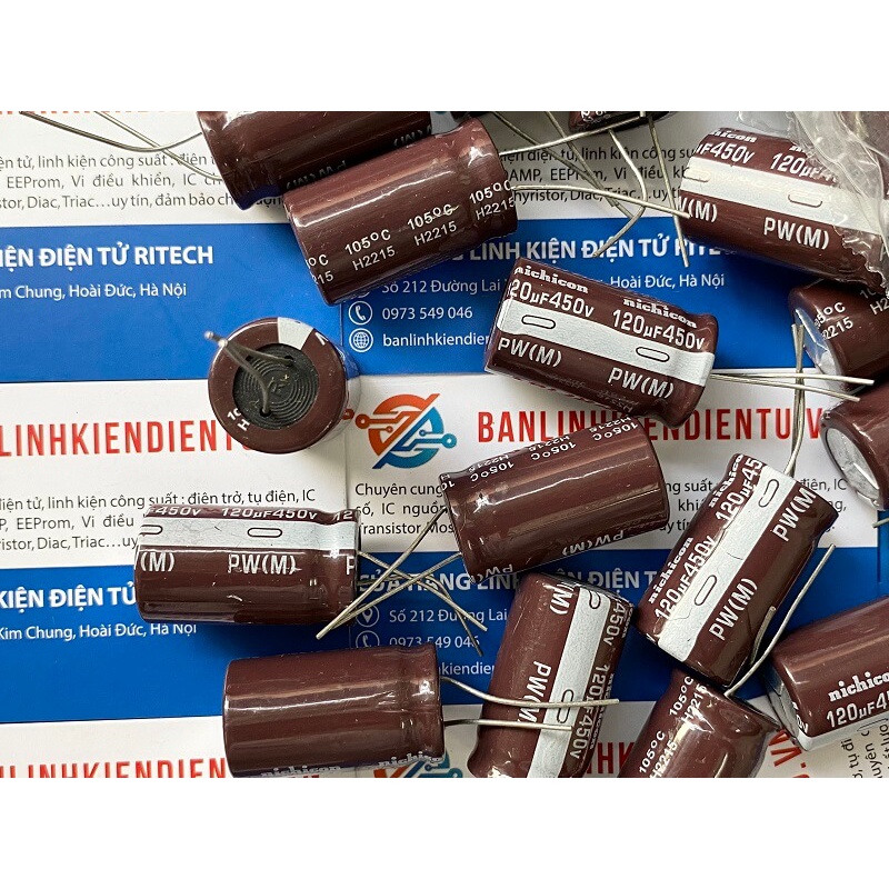Tụ hóa Nichicon 120uF 450V kích thước 18x30mm