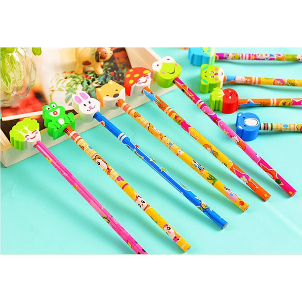 Bút Chì Gỗ Đầu Tẩy Hình Thú Trái Cây Ngộ Nghĩnh