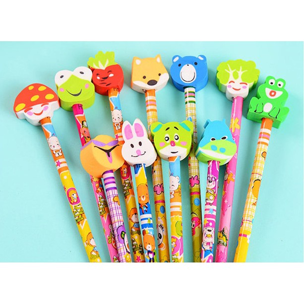 Bút Chì Gỗ Đầu Tẩy Hình Thú Trái Cây Ngộ Nghĩnh