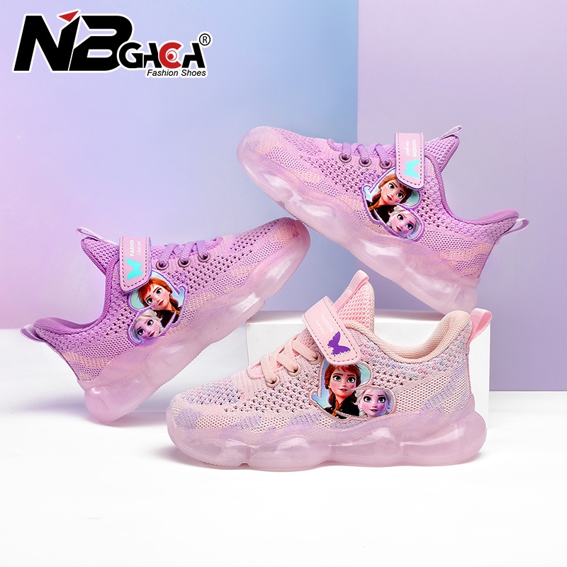Giày Sneaker Phối Lưới Thoáng Khí In Họa Tiết Hoạt Hình Dễ Thương Thời Trang Cho Bé Gái 5-18 Tuổi