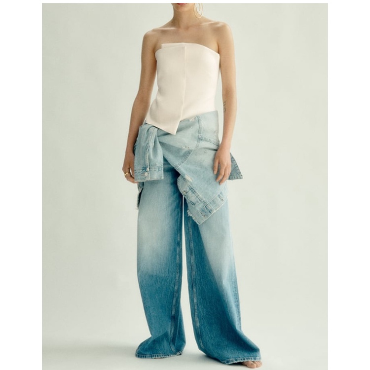 Zara Áo Ống satin 23 Kiểu Mới Mùa Hè Hở Vai Có Khóa Kéo Sau Lưng Thời Trang3067209