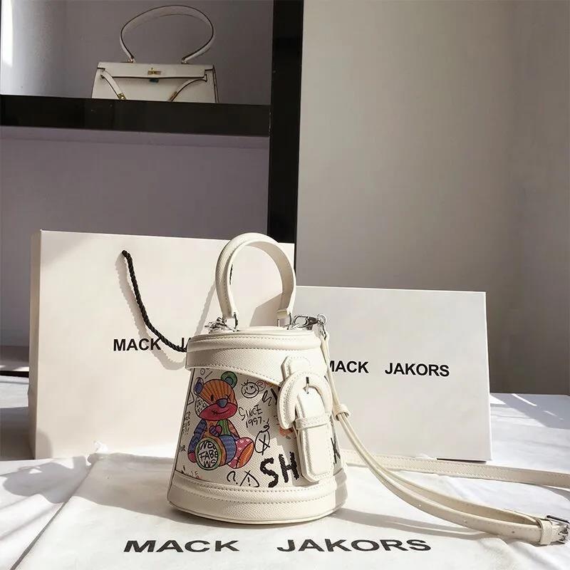 Túi Đeo Chéo Hình Tròn Nhỏ In Họa Tiết graffiti Thời Trang Mùa Hè Cho Nữ