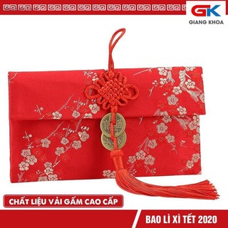 Bao lì xì vải gấm đỏ may mắn tài lộc cao cấp Sang Trong
