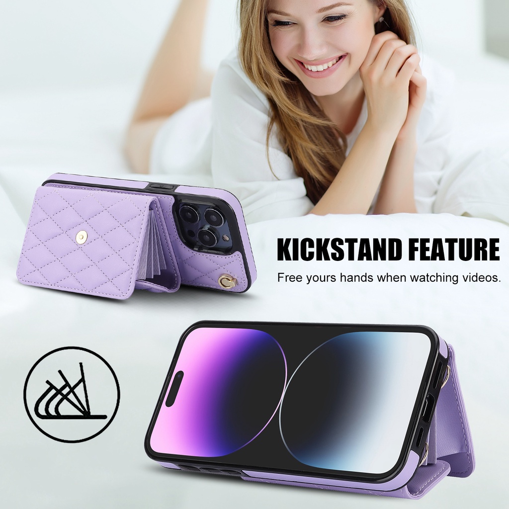 Mobile Ốp Điện Thoại Da Kèm Ngăn Đựng Thẻ Và Dây Đeo Chéo Cho iphone 14 pro max 13 pro max 11 12 pro max 14 plus xr xs