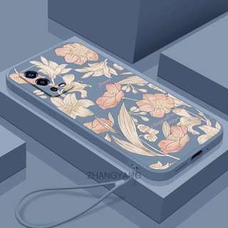 Ốp Điện Thoại tpu Dẻo Màu Hồng Họa Tiết Hoa Xinh Xắn Kèm Dây Đeo Cho oppo a55 4g
