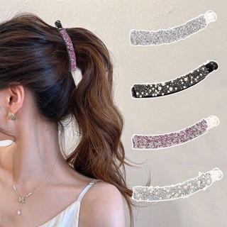 Bling Bling Pha Lê Chuối Tóc Cho Nữ Đầu Lưng Tóc Chân Thời Trang Đuôi Ngựa Giá Đỡ Móng Vuốt Kim Cương Giả Mũ Đội Đầu
