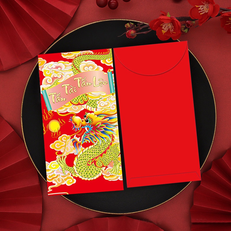 Set 6 Bao Lì Xì Năm Mới Họa Tiết Rồng Đỏ Dễ Thương