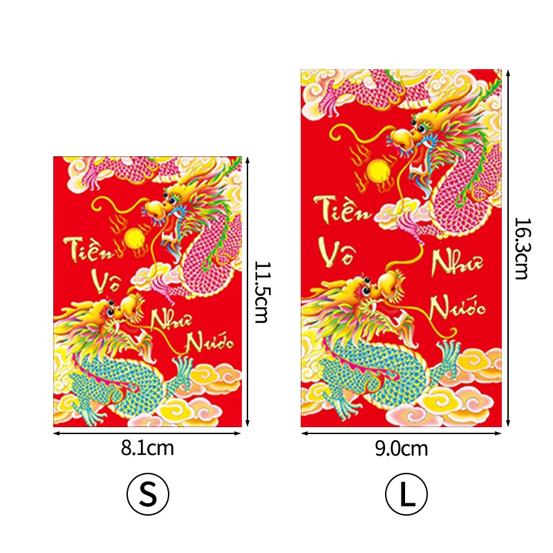 Set 6 Bao Lì Xì Năm Mới Họa Tiết Rồng Đỏ Dễ Thương