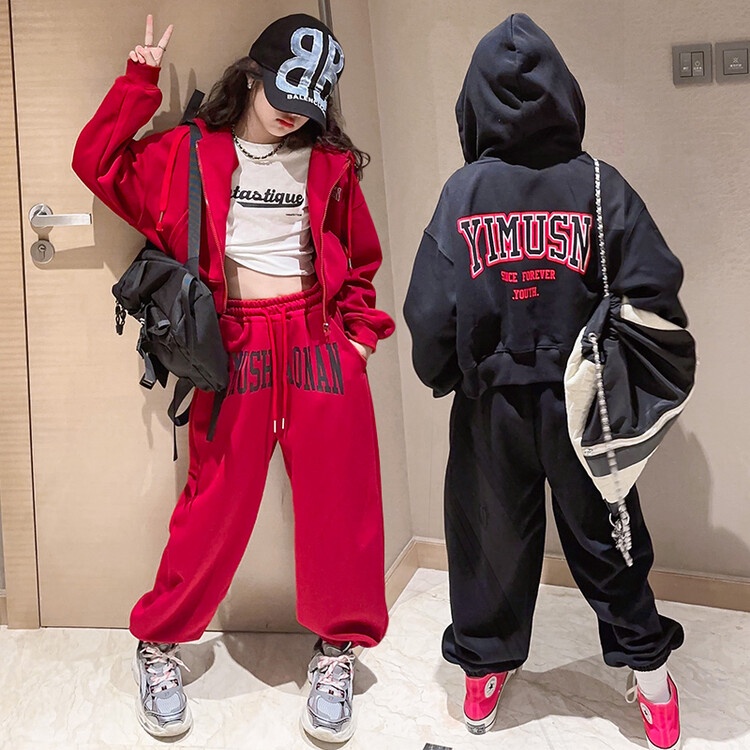 Set Đồ Thể Thao Áo Khoác Có Nón + Quần Dài Thời Trang Mùa Thu Cho Bé Gái