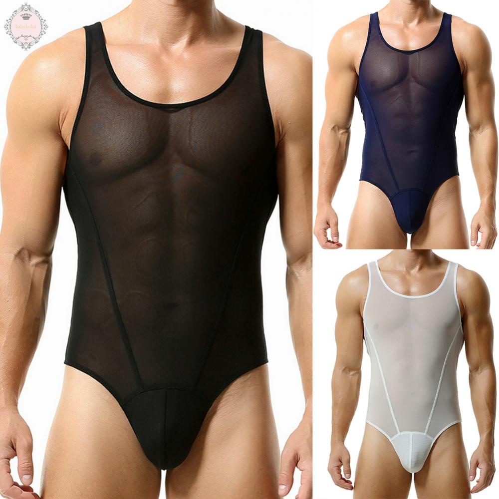 Bodysuit Vest Comfy Winter Fashion Fitness Holiday Men Mesh Sexy Sheer