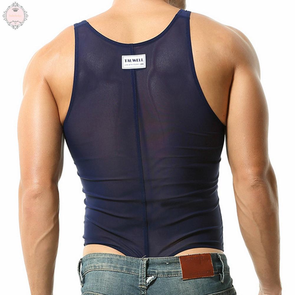 Bodysuit Vest Comfy Winter Fashion Fitness Holiday Men Mesh Sexy Sheer
