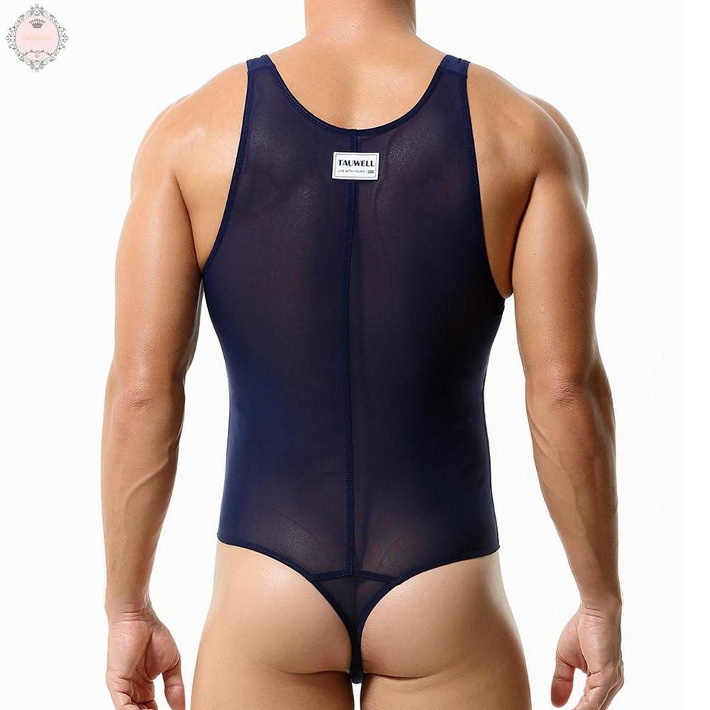 Bodysuit Vest Comfy Winter Fashion Fitness Holiday Men Mesh Sexy Sheer