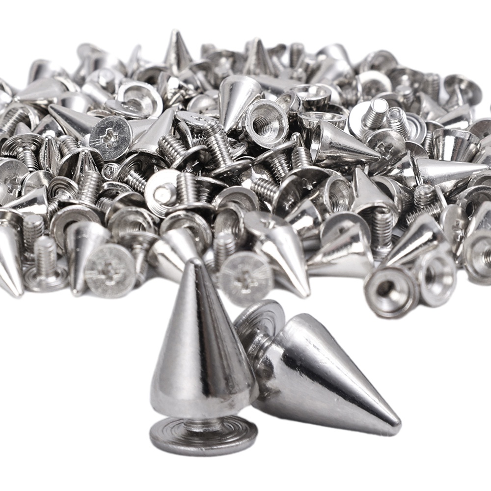 Bộ 10 Đinh Tán Kim Loại / Bạc Hình Nón Dùng Trang Trí Quần Áo / Giày Da / Giày Đinh Tán diy punk