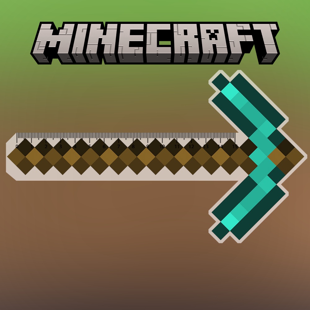 Mô hình Thước Kẻ Học Sinh 15cm In hình game minecraft