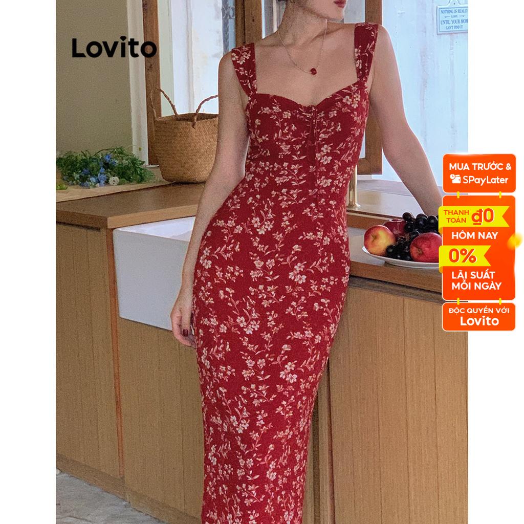 Đầm hoa Lovito boho cho nữ LNE11047 (màu đỏ)